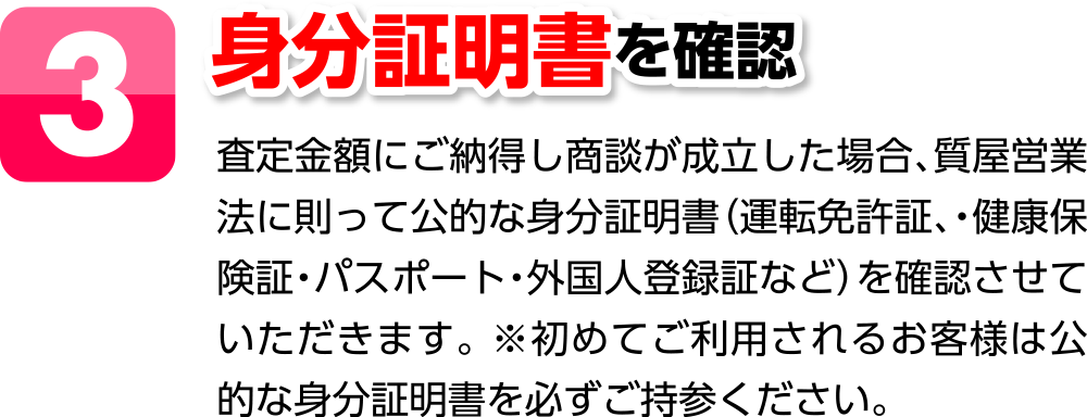 ３．身分証明書の確認