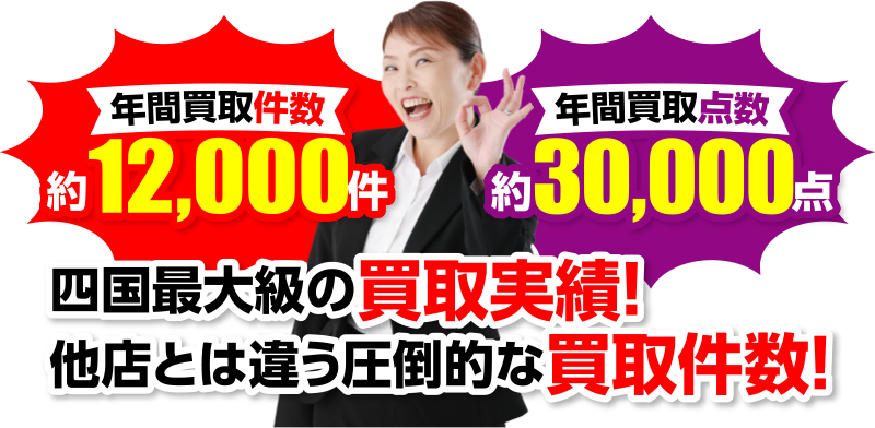 年間買取件数約１２０００件 年間買取点数約３００００点