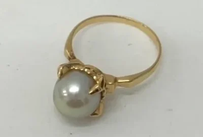 K18 パール付きリング