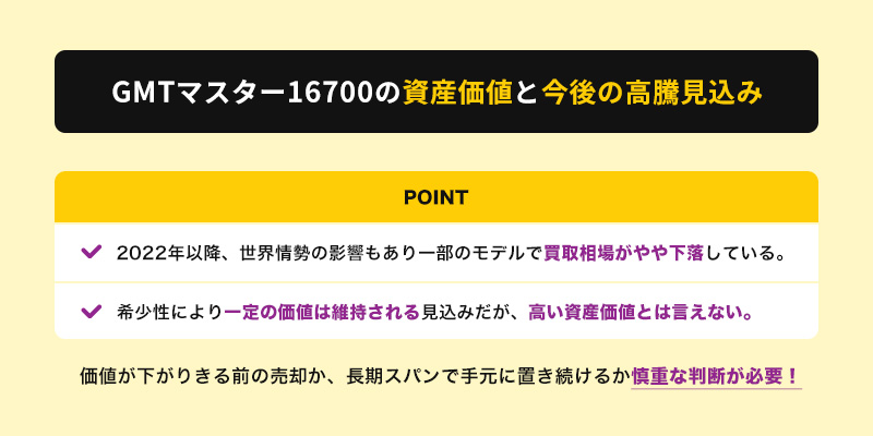 【予測】ロレックスGMTマスター16700の資産価値と今後の高騰見込みは?