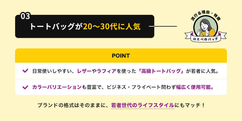 トートバッグが20~30代に人気
